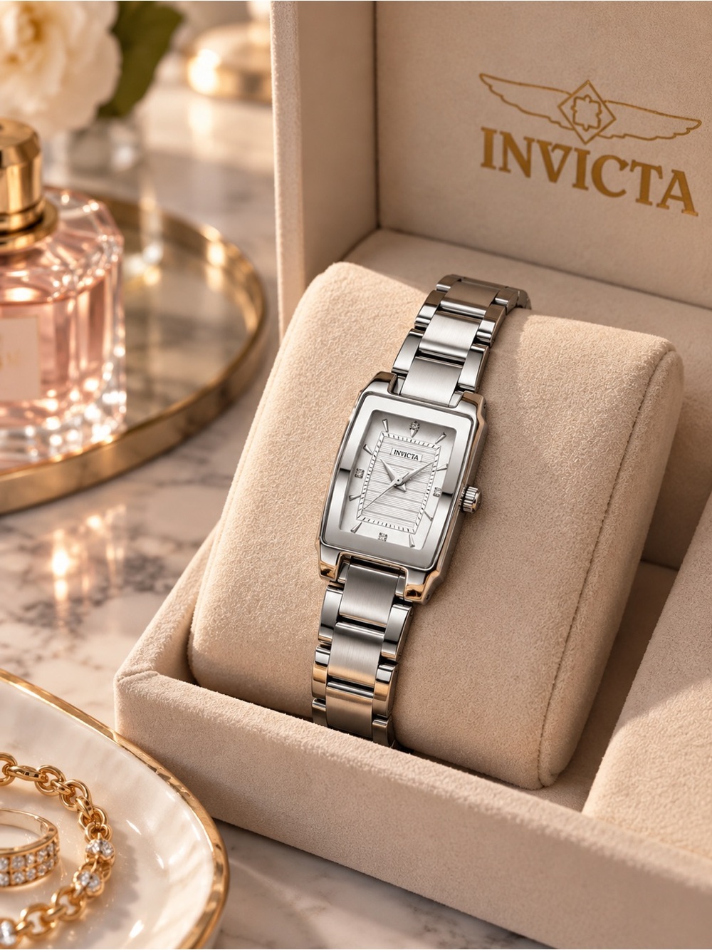 Invicta Celestial Lady Silver Rectangular Watch 22.7mm 70283 NEW IN BOX